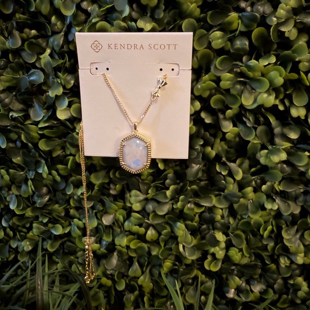 Kendra Scott x LoveShackFancy Daphne Gold Locket Necklace Whisper Blue Floral